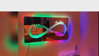 Personalized Name Mirror Light Infinity Love Gift for Couple Valentine's Day Gifts