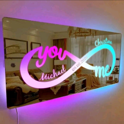 Personalized Name Mirror Light Infinity Love Gift for Couple Valentine's Day Gifts