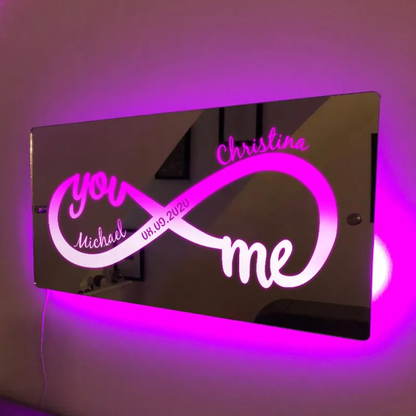 Personalized Name Mirror Light Infinity Love Gift for Couple Valentine's Day Gifts